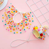 Conjunto de Aniversário Colorido com Colar e Chapéu para Cães Pequenos