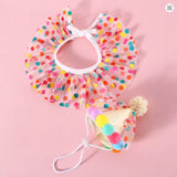 Conjunto de Aniversário Colorido com Colar e Chapéu para Cães Pequenos