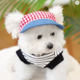 Chapéu de Sol para Cão Denim com Padrão Xadrez Vermelho