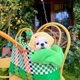 Mala de Verão para Animais em Tecido Trançado Verde