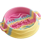 Tigela Lenta em Silicone com Pegas – Rosa